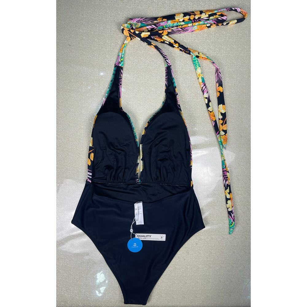 NWT Cupshe Valeria Criss Cross Tropical One Piece Swimsuit Women’s 2XL - Picture 6 of 11